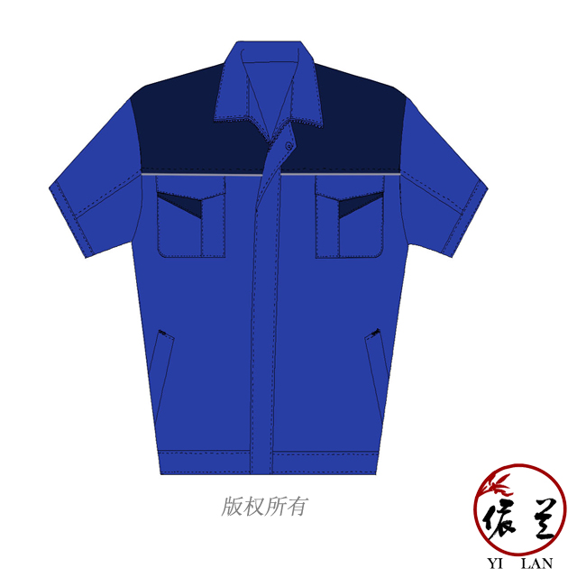 藍(lán)色時尚安裝工人工作服定做